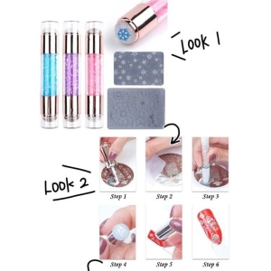 Στάμπα νυχιών σιλικόνης 1τμχ & 2 πλακέτες – Silicone stamp double